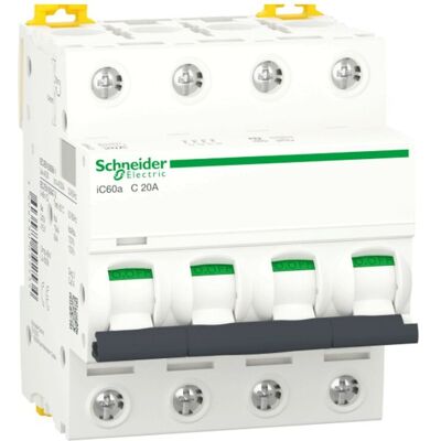 Interruttore magnetotermico Schneider A9F64420 4P - 20A, 4500A Interruttore magnetotermico Schneider A9F64420 4P - 20A, 4500A