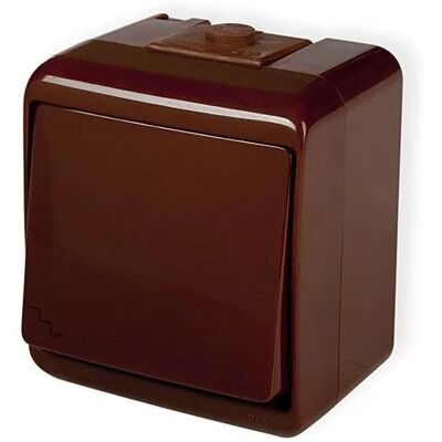 Karlik Junior - Interruttore Bidirezionale Impermeabile Ip54 da Superficie - Marrone - Switch Karlik Junior - Interruttore Bidirezionale Impermeabile Ip54 da Superficie - Marrone - Switch