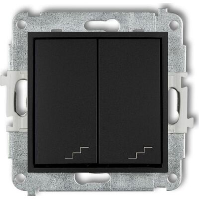 KARLIK Mini Interruttore Doppio Per Scale, Nero Opaco, 12mwp-33 KARLIK Mini Interruttore Doppio Per Scale, Nero Opaco, 12mwp-33