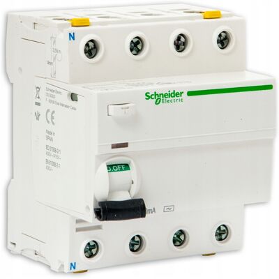 Schneider A9Z11440 4P 40A 30mA Interruttore differenziale - Montaggio DIN, 415V Schneider A9Z11440 4P 40A 30mA Interruttore differenziale - Montaggio DIN, 415V