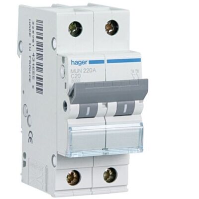 Hager - MUN263A - 2P - 63A - Interruttore magnetotermico Hager - MUN263A - 2P - 63A - Interruttore magnetotermico