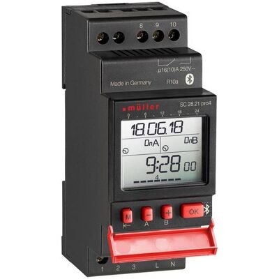 Timer digitale Müller per guida DIN - 2 canali, Bluetooth, 600W Timer digitale Müller per guida DIN - 2 canali, Bluetooth, 600W
