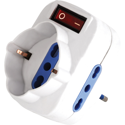 ALCAPOWER Adattatore Orientabile 16a Con Interruttore Luminoso, 1 Presa Schuko Bipasso E 2 Prese Bipasso 10/16a, Colore Bianco - Modello Standard ALCAPOWER Adattatore Orientabile 16a Con Interruttore Luminoso, 1 Presa Schuko Bipasso E 2 Prese Bipasso 10/16a, Colore Bianco - Modello Standard