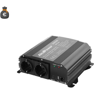 ALCAPOWER Inverter Onda Sinusoidale Pura 300w, Ingresso 24v Dc, Uscita 230v Ac, 2 Prese Schuko, Porta Usb 5v 500ma, Protezioni Integrate, 600w Spunto ALCAPOWER Inverter Onda Sinusoidale Pura 300w, Ingresso 24v Dc, Uscita 230v Ac, 2 Prese Schuko, Porta Usb 5v 500ma, Protezioni Integrate, 600w Spunto