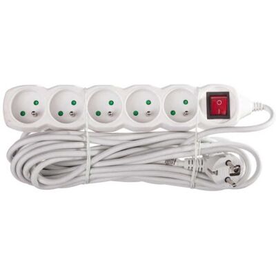 EMOS Prolunga Con Interruttore, 5 Prese, 7 M, H05vv-f 3g1, Bianca, P1517 EMOS Prolunga Con Interruttore, 5 Prese, 7 M, H05vv-f 3g1, Bianca, P1517