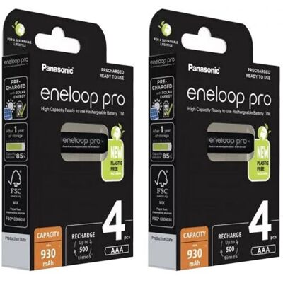 Panasonic Batterie Pile Ricaricabili 8 Mini Stilo Aaa Eneloop Pro 930mah 4hcde/4be - Pa026 - Panasonic Batterie Pile Ricaricabili 8 Mini Stilo Aaa Eneloop Pro 930mah 4hcde/4be - Pa026 -