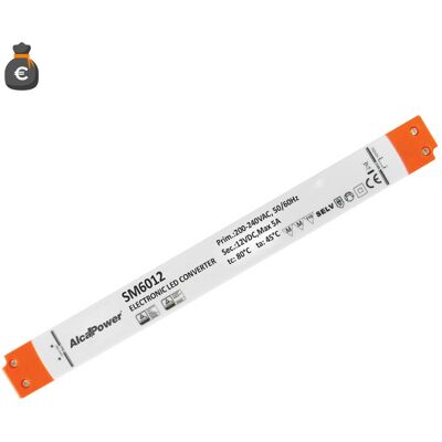 ALCAPOWER Alimentatore Switching 12v 60w 5a Ultra Sottile Per Illuminotecnica, Ideale Per Strip Led E Sistemi Di Illuminazione Compatta - 30.5cm ALCAPOWER Alimentatore Switching 12v 60w 5a Ultra Sottile Per Illuminotecnica, Ideale Per Strip Led E Sistemi Di Illuminazione Compatta - 30.5cm