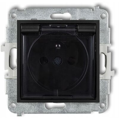 KARLIK Mini Presa A Prova Di Spruzzi Con/con Ip44 Con Sportellino, Sportello Antifumo, Nero Opaco 12mgpb-1zdp KARLIK Mini Presa A Prova Di Spruzzi Con/con Ip44 Con Sportellino, Sportello Antifumo, Nero Opaco 12mgpb-1zdp