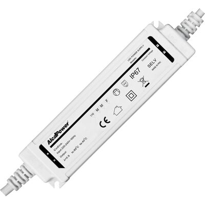 ALCAPOWER Alimentatore Switching Led Waterproof Ip67 24v 40w 1.66a, Protezione Integrata Per Illuminotecnica Professionale, Design Compatto ALCAPOWER Alimentatore Switching Led Waterproof Ip67 24v 40w 1.66a, Protezione Integrata Per Illuminotecnica Professionale, Design Compatto
