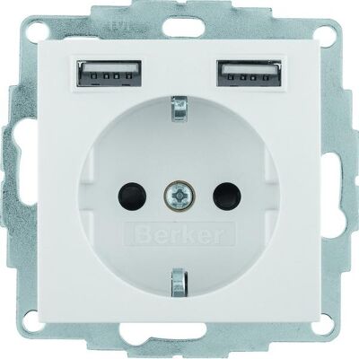 BERKER Presa Schuko Usb Bianca Con 2 Porte Usb BERKER Presa Schuko Usb Bianca Con 2 Porte Usb