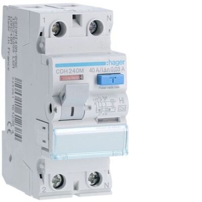 Hager Modello CDH240M - Interruttore Differenziale 2P 40A 30mA - Dispositivo di Sicurezza Hager Modello CDH240M - Interruttore Differenziale 2P 40A 30mA - Dispositivo di Sicurezza