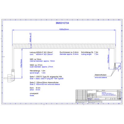 Bachmann Spiralleitung H05vv-f 3g 1,5mm² L:1,0m Sw Aeh/cee7/7, Bm0010704 Bachmann Spiralleitung H05vv-f 3g 1,5mm² L:1,0m Sw Aeh/cee7/7, Bm0010704
