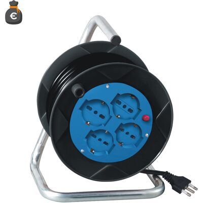ALCAPOWER Prolunga Elettrica Con Avvolgicavo 15 Metri, 4 Prese Schuko Bipasso, Spina Italiana 16a, Tensione Max 250v Ac, Potenza Fino A 2200w ALCAPOWER Prolunga Elettrica Con Avvolgicavo 15 Metri, 4 Prese Schuko Bipasso, Spina Italiana 16a, Tensione Max 250v Ac, Potenza Fino A 2200w