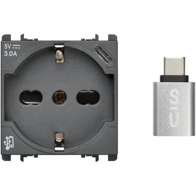 URMET Presa Simone P40+usb 3.0a Con Uscita Tipo C Nea Antracite 10312/2 URMET Presa Simone P40+usb 3.0a Con Uscita Tipo C Nea Antracite 10312/2