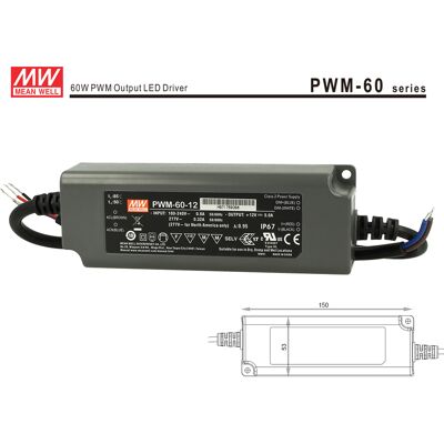Mean Well Alimentatore Led Mw Pwm-60-12 Dimmerabile 60w 12v Ip67 Dimming 3 In 1 0-10v 10v Pwm Resistance Mean Well Alimentatore Led Mw Pwm-60-12 Dimmerabile 60w 12v Ip67 Dimming 3 In 1 0-10v 10v Pwm Resistance