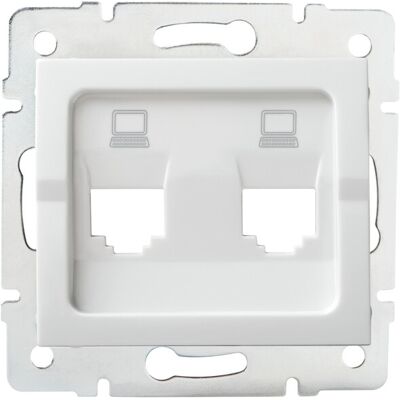 KANLUX Sgombero Doppio Rj45 Inserito - 2x Jack Categoria 6 - Abs Bianco - 71x71mm KANLUX Sgombero Doppio Rj45 Inserito - 2x Jack Categoria 6 - Abs Bianco - 71x71mm