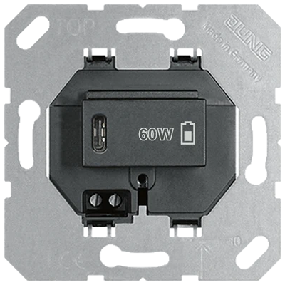 Caricatore USB JUNG - Modello USB PD60 C SW - 60W, Nero Caricatore USB JUNG - Modello USB PD60 C SW - 60W, Nero