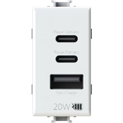 GENERICO Presa Da Incasso Usb Matix 20 W Con 2 Usb C + 1 Usb A, Bianca GENERICO Presa Da Incasso Usb Matix 20 W Con 2 Usb C + 1 Usb A, Bianca