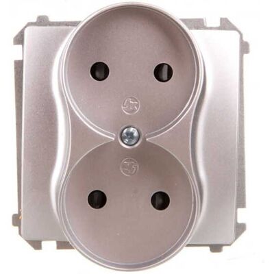 OEM Presa Doppia Simon Basic Senza Messa A Terra Con Perni Di Bloccaggio 16a 250v Argento Opaco Bmg2mz.01/43 OEM Presa Doppia Simon Basic Senza Messa A Terra Con Perni Di Bloccaggio 16a 250v Argento Opaco Bmg2mz.01/43