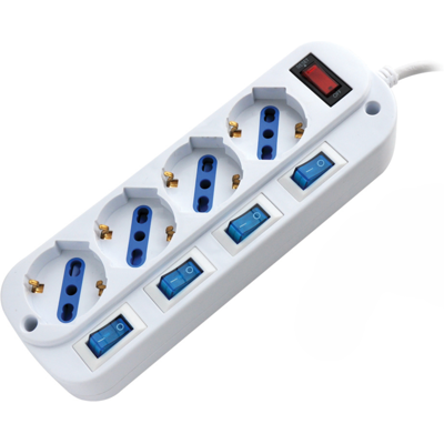 ALCAPOWER Multipresa 4 Posti Con Interruttori Indipendenti E Generale, Cavo 1.5 Metri, Protezione Sovraccarico, Spina Italiana 16a, Colore Bianco ALCAPOWER Multipresa 4 Posti Con Interruttori Indipendenti E Generale, Cavo 1.5 Metri, Protezione Sovraccarico, Spina Italiana 16a, Colore Bianco