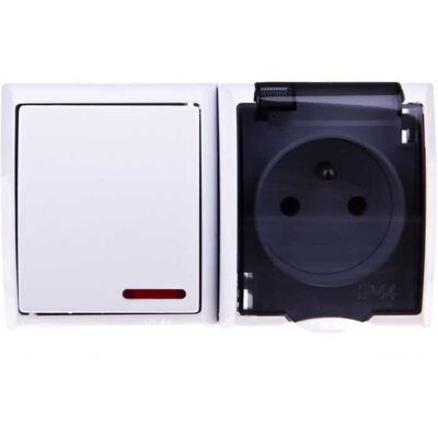 OEM Fala Interruttore Singolo Ermetico Con Retroilluminazione + Presa Con/con Copertura Trasparente, Bianco Zh-ł1sg/00/d OEM Fala Interruttore Singolo Ermetico Con Retroilluminazione + Presa Con/con Copertura Trasparente, Bianco Zh-ł1sg/00/d
