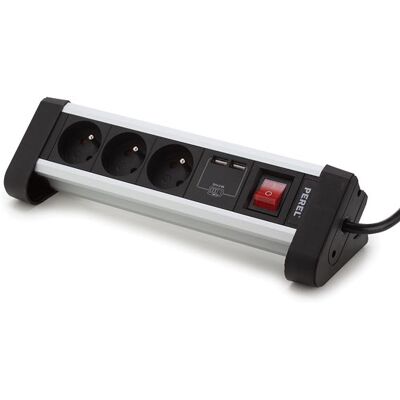 Velleman Ciabatta di alimentazione da scrivania con 3 prese e 2 porte USB - 2.4 A - Spina di terra Velleman Ciabatta di alimentazione da scrivania con 3 prese e 2 porte USB - 2.4 A - Spina di terra