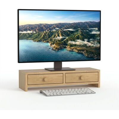 RELAXDAYS Supporto Per Monitor, 2 Cassetti, Hxlxp: 12,5 X 47 X 18 Cm, Mdf, Alzata Per Pc, Naturale RELAXDAYS Supporto Per Monitor, 2 Cassetti, Hxlxp: 12,5 X 47 X 18 Cm, Mdf, Alzata Per Pc, Naturale