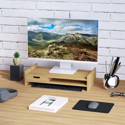 PZCC Supporto Per Monitor Con Cassetto, Rialzo Per Schermo, Supporto Per Monitor, Supporto Per Schermo Per Pc, Notebook, Stampante, 49 X 25,5 X 11,5 Cm, Naturale PZCC Supporto Per Monitor Con Cassetto, Rialzo Per Schermo, Supporto Per Monitor, Supporto Per Schermo Per Pc, Notebook, Stampante, 49 X 25,5 X 11,5 Cm, Naturale