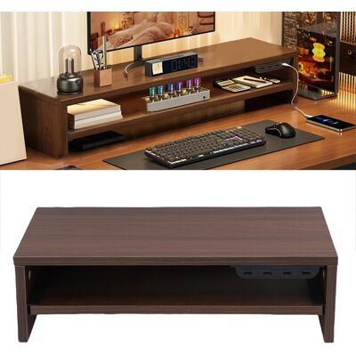 OEM Supporto Da Scrivania Multifunzionale Con Presa Di Corrente E Hub Usb, Colore Noce (50x20x15 Cm) OEM Supporto Da Scrivania Multifunzionale Con Presa Di Corrente E Hub Usb, Colore Noce (50x20x15 Cm)