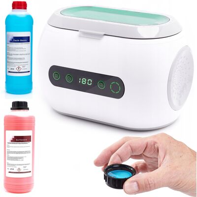 OEM Pulitore/vasca A Ultrasuoni Ps-06a 35w 600ml + Liquido Tech-sonic 1l (blu) + Detergente Surfa Sonic Cleantech 1l (rosso) OEM Pulitore/vasca A Ultrasuoni Ps-06a 35w 600ml + Liquido Tech-sonic 1l (blu) + Detergente Surfa Sonic Cleantech 1l (rosso)
