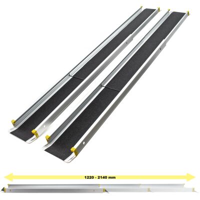 WILTEC 2x Rampe Telescopiche In Alluminio Max 270 Kg Con Rivestimento Antiscivolo E Bordi Alti Ai Lati WILTEC 2x Rampe Telescopiche In Alluminio Max 270 Kg Con Rivestimento Antiscivolo E Bordi Alti Ai Lati