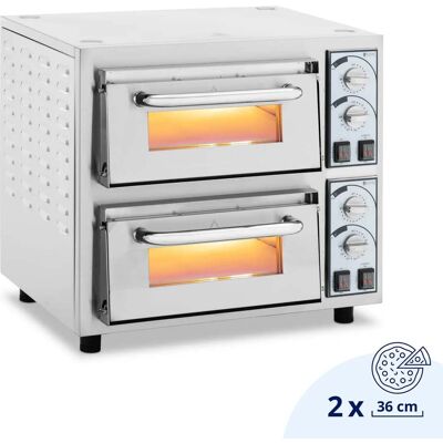 HELLOSHOP26 Forno Per Pizza Elettrico 2 Camere 4400 W Ø 35 Cm Pietra Refrattaria Acciaio Inox Vetro Temperato Pietra Refrattaria Argentato 140009071 HELLOSHOP26 Forno Per Pizza Elettrico 2 Camere 4400 W Ø 35 Cm Pietra Refrattaria Acciaio Inox Vetro Temperato Pietra Refrattaria Argentato 140009071