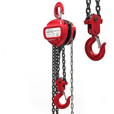 WILTEC - Paranco A Catena Manuale, Max 2000 Kg, Con Catena Di 3 M, Sollevamento Di 2,5 M Per Carichi Pesanti WILTEC - Paranco A Catena Manuale, Max 2000 Kg, Con Catena Di 3 M, Sollevamento Di 2,5 M Per Carichi Pesanti