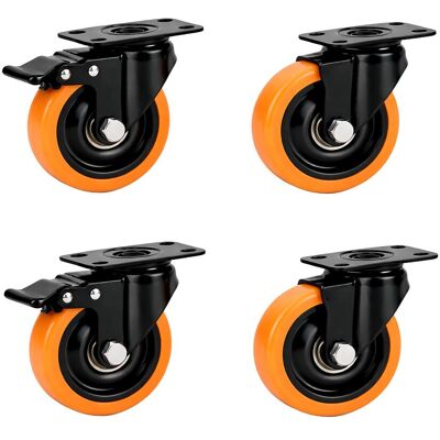 RELAXDAYS Set Da 4 Rotelle 50 Mm 400 Kg Con Freno Piastra Acciaio, Plastica, Per Carichi Pesanti, Nero/arancione RELAXDAYS Set Da 4 Rotelle 50 Mm 400 Kg Con Freno Piastra Acciaio, Plastica, Per Carichi Pesanti, Nero/arancione