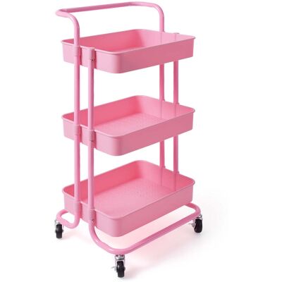 HELLOSHOP26 Carrello Di Servizio Con Ruote 42 X 35 X 87 Cm Portata 60 Kg Design Compatto Metallo Rosa 200011382 HELLOSHOP26 Carrello Di Servizio Con Ruote 42 X 35 X 87 Cm Portata 60 Kg Design Compatto Metallo Rosa 200011382