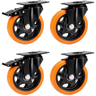 RELAXDAYS Ruote Girevoli , Set 4, 125 Mm, 600 Kg, Con Freno, Piastra In Acciaio, Plastica, Alta Portata, Nero/arancione RELAXDAYS Ruote Girevoli , Set 4, 125 Mm, 600 Kg, Con Freno, Piastra In Acciaio, Plastica, Alta Portata, Nero/arancione