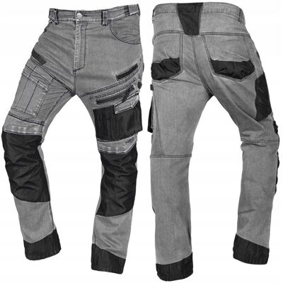 OEM Pantaloni Da Lavoro In Denim, Modello Oxford Rinforzato, Grigi, Taglia Xl OEM Pantaloni Da Lavoro In Denim, Modello Oxford Rinforzato, Grigi, Taglia Xl