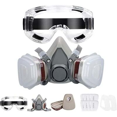 DPZO Maschera Protettiva, Respiratore Riutilizzabile Con Filtri E Occhiali Di Sicurezza Contro Polveri E Gas Per Verniciatura, Controllo Di Polveri E Particelle, Lucidatura, Molatura, Saldatura, Bricolage DPZO Maschera Protettiva, Respiratore Riutilizzabile Con Filtri E Occhiali Di Sicurezza Contro Polveri E Gas Per Verniciatura, Controllo Di Polveri E Particelle, Lucidatura, Molatura, Saldatura, Bricolage