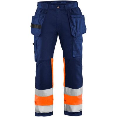 BLAKLADER Pantaloni Da Lavoro Ad Alta Visibilità Elasticizzati 1558 - Blu Navy/arancione Fluorescente M - Fr(42) - Se(c48) - Normative BLAKLADER Pantaloni Da Lavoro Ad Alta Visibilità Elasticizzati 1558 - Blu Navy/arancione Fluorescente M - Fr(42) - Se(c48) - Normative