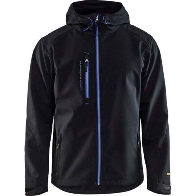 BLAKLADER Giacca Da Lavoro Softshell Con Cappuccio 4949 - Nero/blu Reale Xs BLAKLADER Giacca Da Lavoro Softshell Con Cappuccio 4949 - Nero/blu Reale Xs