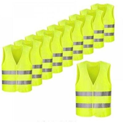 OEM Raro Ritrovamento: Gilet Di Segnalazione / Gilet Di Sicurezza Giallo Neon Con Strisce Fluorescenti: 10 Pezzi OEM Raro Ritrovamento: Gilet Di Segnalazione / Gilet Di Sicurezza Giallo Neon Con Strisce Fluorescenti: 10 Pezzi