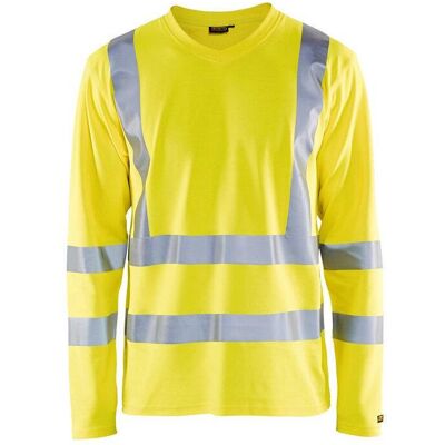 BLAKLADER Maglietta Da Lavoro A Maniche Lunghe Alta Visibilità Collo A V Anti-uv 3381 - Giallo Fluorescente S BLAKLADER Maglietta Da Lavoro A Maniche Lunghe Alta Visibilità Collo A V Anti-uv 3381 - Giallo Fluorescente S