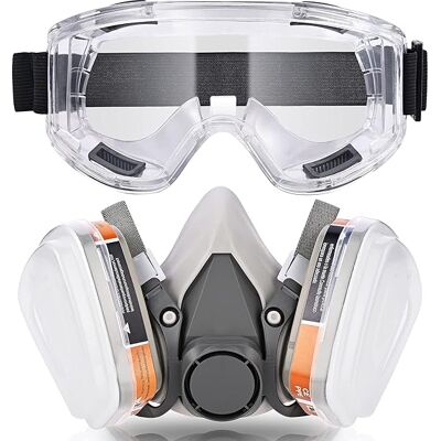 COOCHEER Maschera Protettiva Respiratoria Riutilizzabile, Antivirale, Antipolvere, Con Occhiali Filtranti, Adatta Per Verniciatura, Lavori Di Sabbiatura, Lucidatura, Molatura, Saldatura E Progetti Fai Da Te. COOCHEER Maschera Protettiva Respiratoria Riutilizzabile, Antivirale, Antipolvere, Con Occhiali Filtranti, Adatta Per Verniciatura, Lavori Di Sabbiatura, Lucidatura, Molatura, Saldatura E Progetti Fai Da Te.