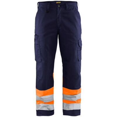 BLAKLADER Pantaloni Da Lavoro Ad Alta Visibilità 1564 - Blu Navy/arancione Fluorescente Xs - Fr(38) - Se(c44) - Norme BLAKLADER Pantaloni Da Lavoro Ad Alta Visibilità 1564 - Blu Navy/arancione Fluorescente Xs - Fr(38) - Se(c44) - Norme