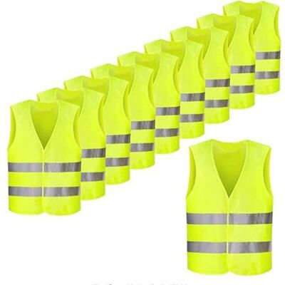 OEM Gilet Di Sicurezza Giallo Neon Ad Alta Visibilità Con Strisce Riflettenti Fluorescenti - Taglia Unica - Confezione Da 10 OEM Gilet Di Sicurezza Giallo Neon Ad Alta Visibilità Con Strisce Riflettenti Fluorescenti - Taglia Unica - Confezione Da 10