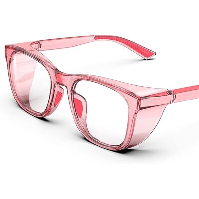 COOCHEER Occhiali Di Sicurezza Trasparenti Con Protezioni Laterali, Impugnature Antiappannamento, Antigraffio, Antiscivolo E Protezione Uv Completa - Occhiali Di Sicurezza Ideali Per Uomo E Donna - Rosa COOCHEER Occhiali Di Sicurezza Trasparenti Con Protezioni Laterali, Impugnature Antiappannamento, Antigraffio, Antiscivolo E Protezione Uv Completa - Occhiali Di Sicurezza Ideali Per Uomo E Donna - Rosa