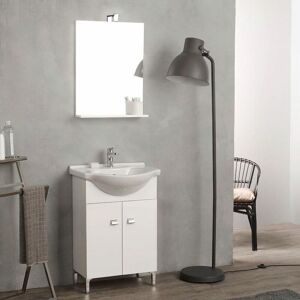KIAMAMI VALENTINA Mobile bagno a terra 56 cm con lavabo e specchio bianco simply