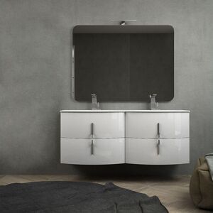 BADEN HAUS Mobile Bagno Doppio Lavabo 140 Cm Bianco Lucido Sospeso Senza Specchio E Senza Colonna BADEN HAUS Mobile Bagno Doppio Lavabo 140 Cm Bianco Lucido Sospeso Senza Specchio E Senza Colonna