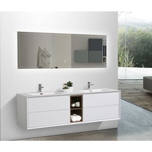 Bernstein Flora 1900 - Set mobili bagno - Bianco opaco - Mensola in palissandro Bernstein Flora 1900 - Set mobili bagno - Bianco opaco - Mensola in palissandro