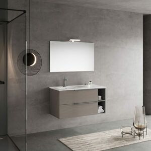 MOBILE BAGNO SOSPESO 120CM CELESTE, LAVABO, SPECCHIO ROTONDO